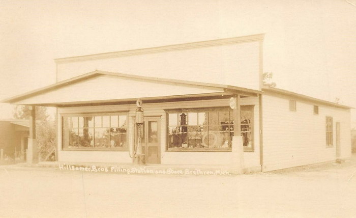 Brethren Michigan 1920S Rppc Real Photo Postcard Hillsamer Gas Filling Station (newer photo)
